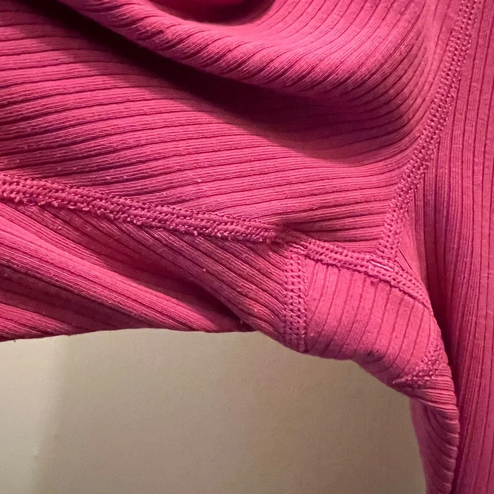Alo Yoga Ribbed‎ Blissful 7/8 Leggings Medium Pink High Rise Activewear Casual
